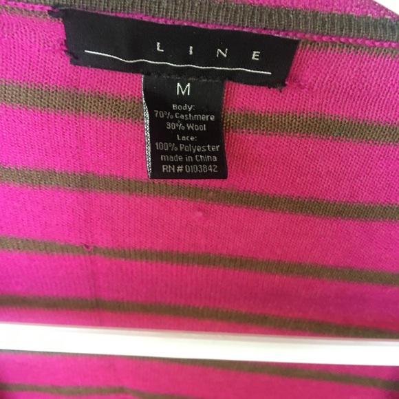 LINE cashmere wool open waterfall cardigan stripes The Label - Picture 4 of 7